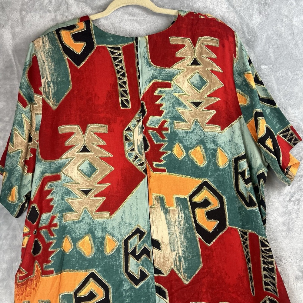 Vintage Dress Artsy Old Money IN CINQ 24w Color Block Print Relaxed Fit Made USA - Picture 7 of 14